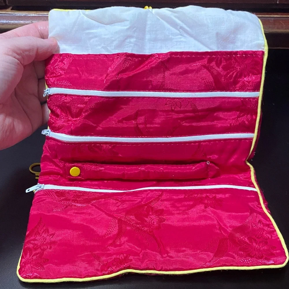 Vintage Red satin travel jewelry wrap
